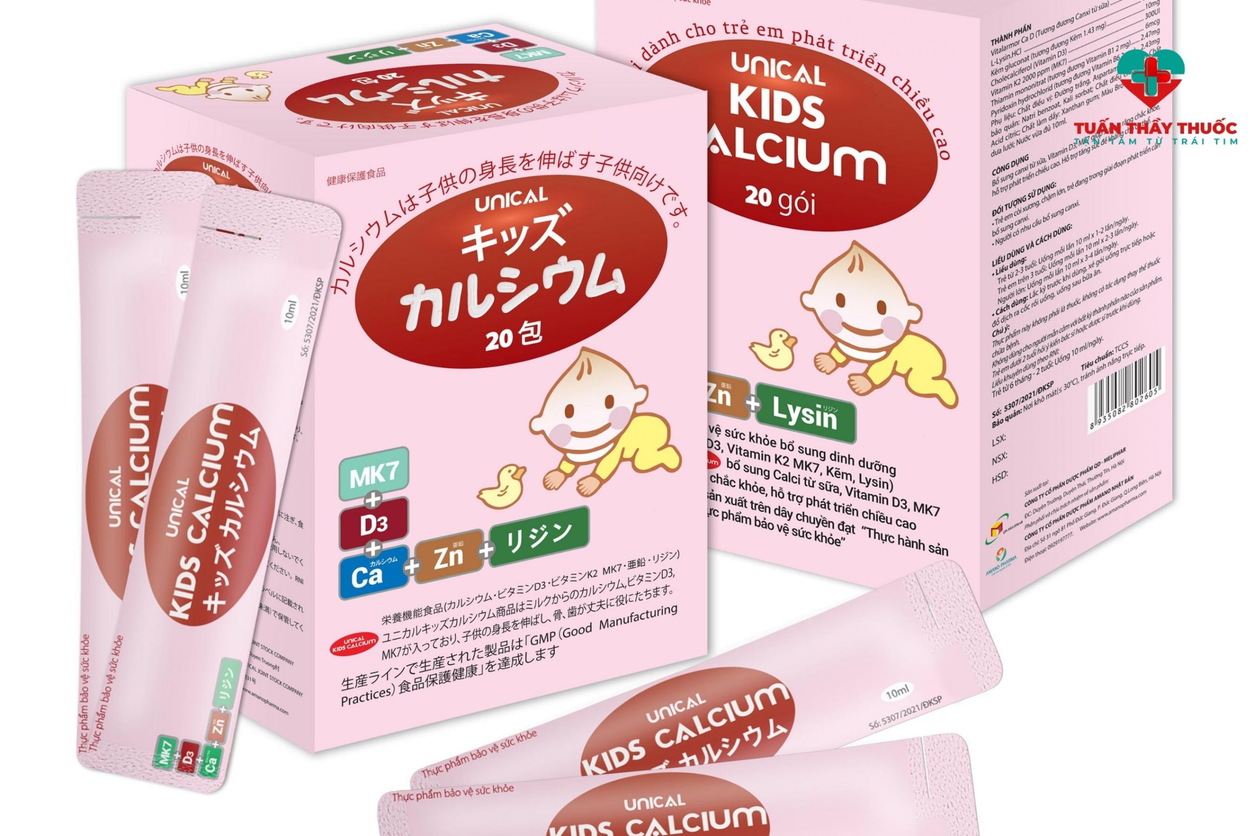 Sản phẩm bổ sung vitamin D3 cho bé 2 tuổi khóc đêm Unical Kids Calcium 