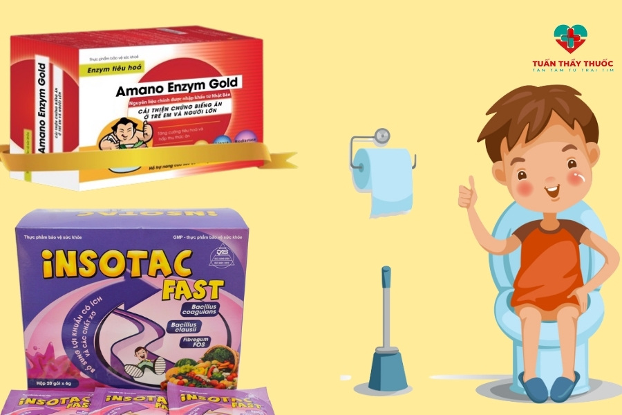 Chữa táo bón cấp tốc cho trẻ: Cho bé uống Amano Enzym Gold hoặc Insotac Fast