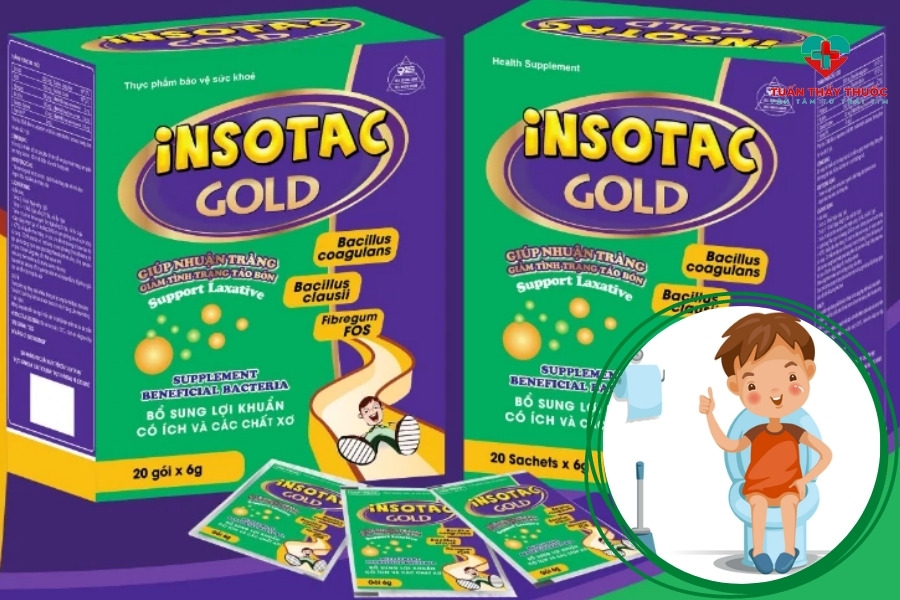 Cách giúp bé hết táo bón: Dùng sản phẩm hỗ trợ INSOTAC GOLD